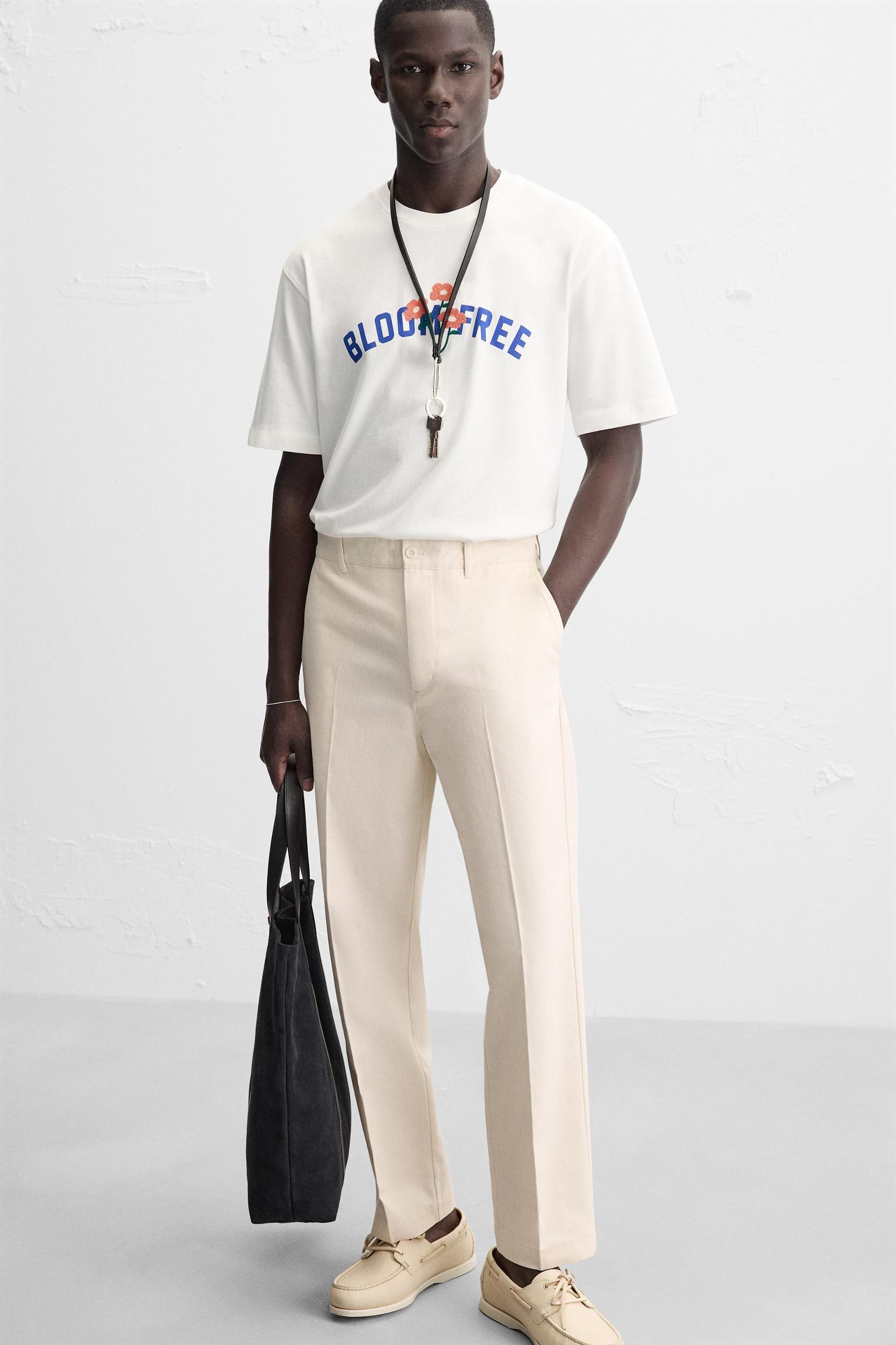 REGULAR FIT HERRINGBONE PANTS Product Image