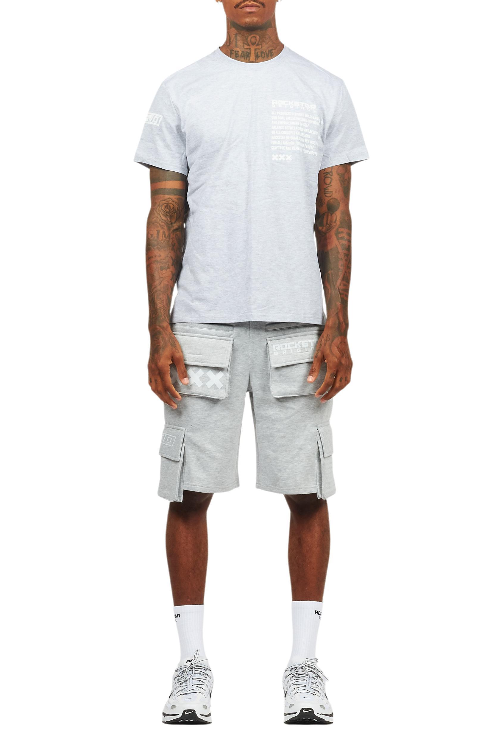 Jash Heather Grey/White Short Set Male Product Image