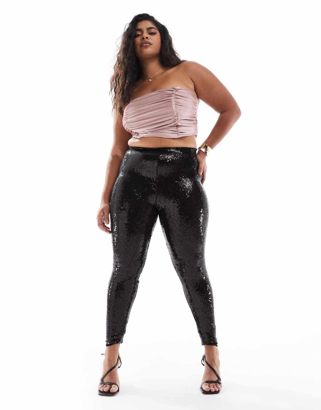 Yours sequin leggings in black Product Image