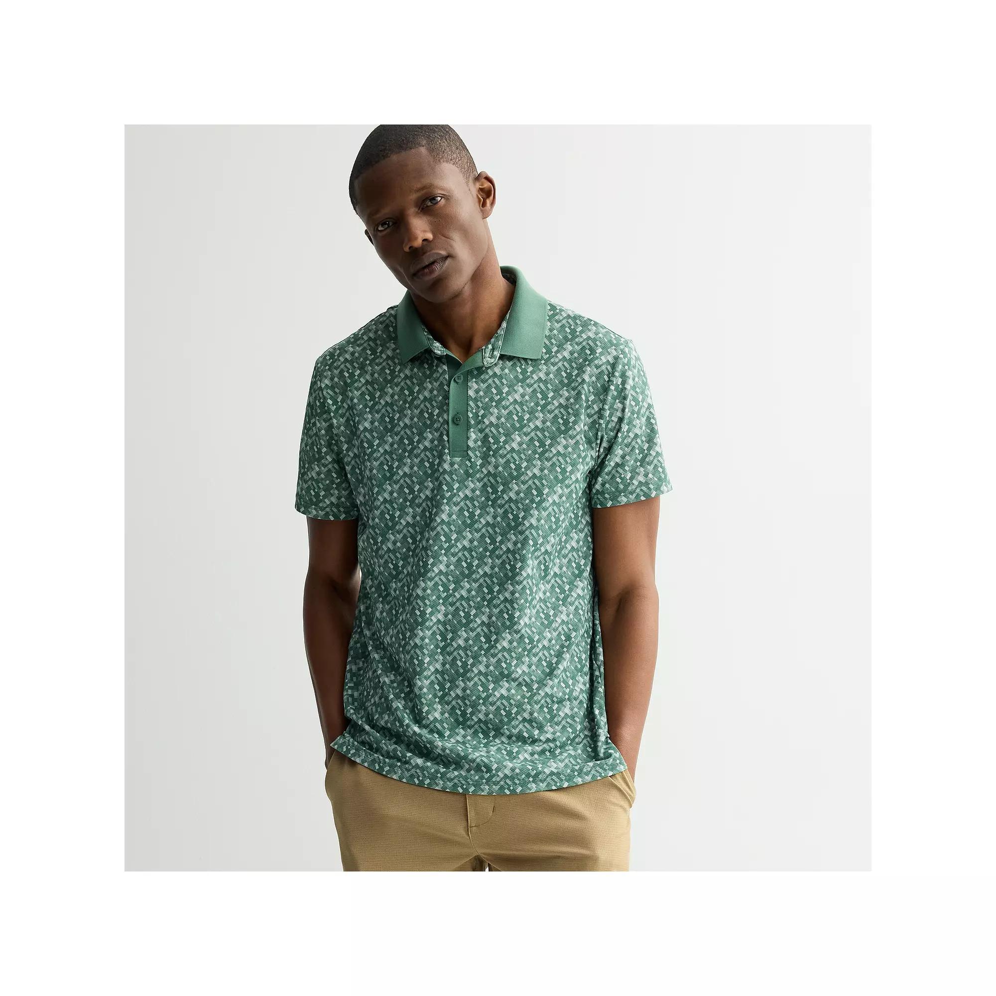 Men's FLX Print Performance Polo, Size: Small, Grey Green Tech Grid Product Image
