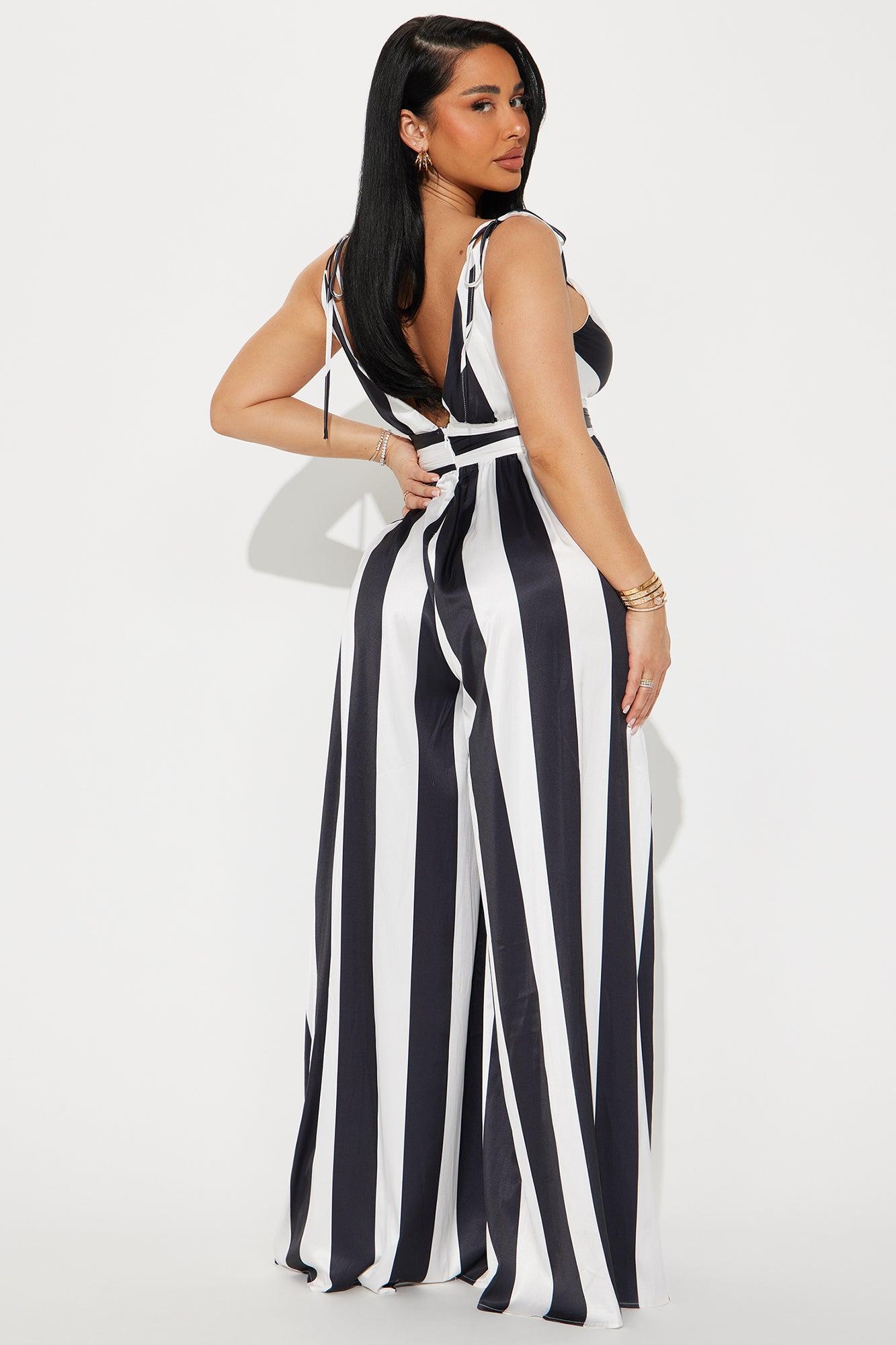 All An Illusion Satin Jumpsuit - Black/White Product Image