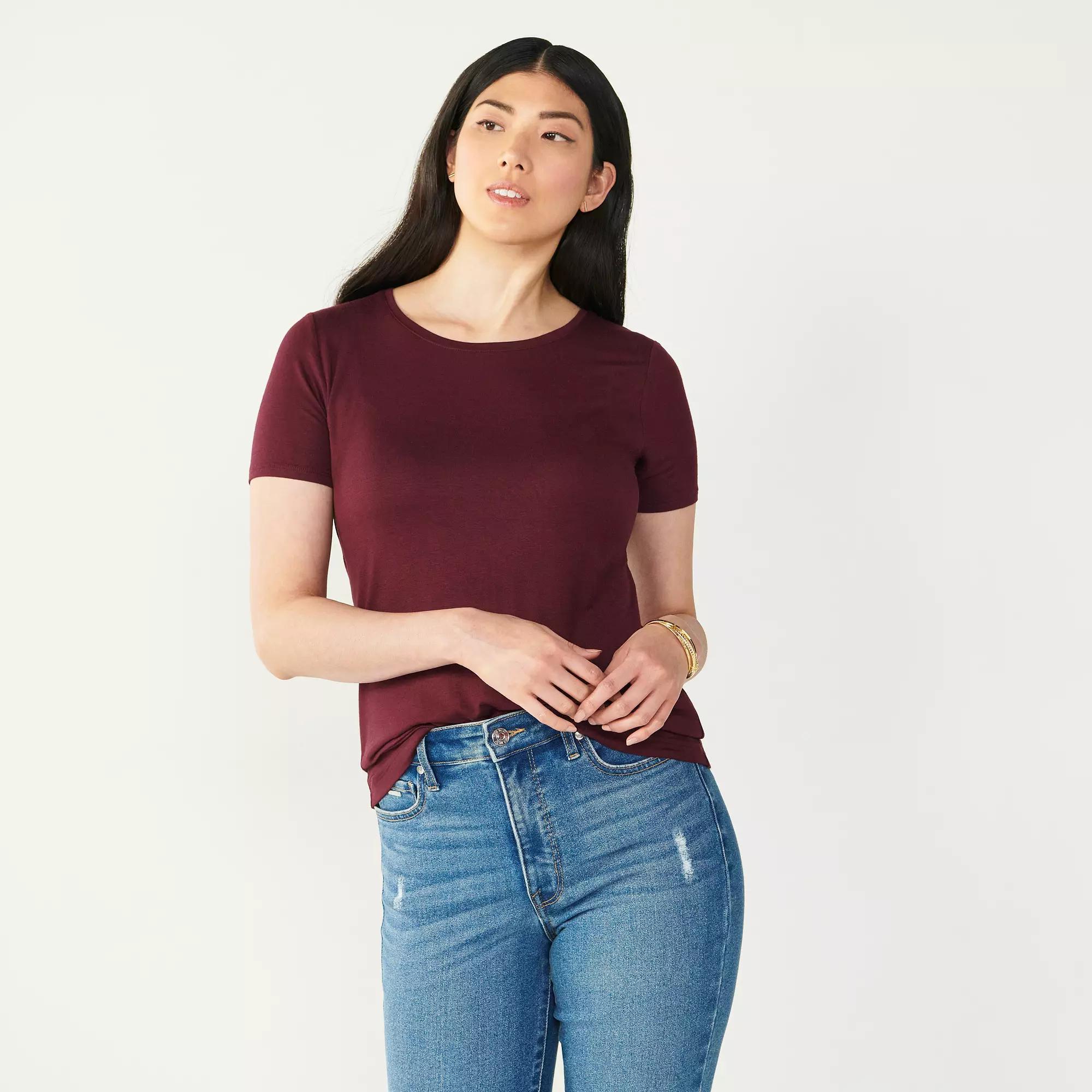 Women's Nine West Essential Crewneck Tee, Size: XXL, Maddie Purple Product Image