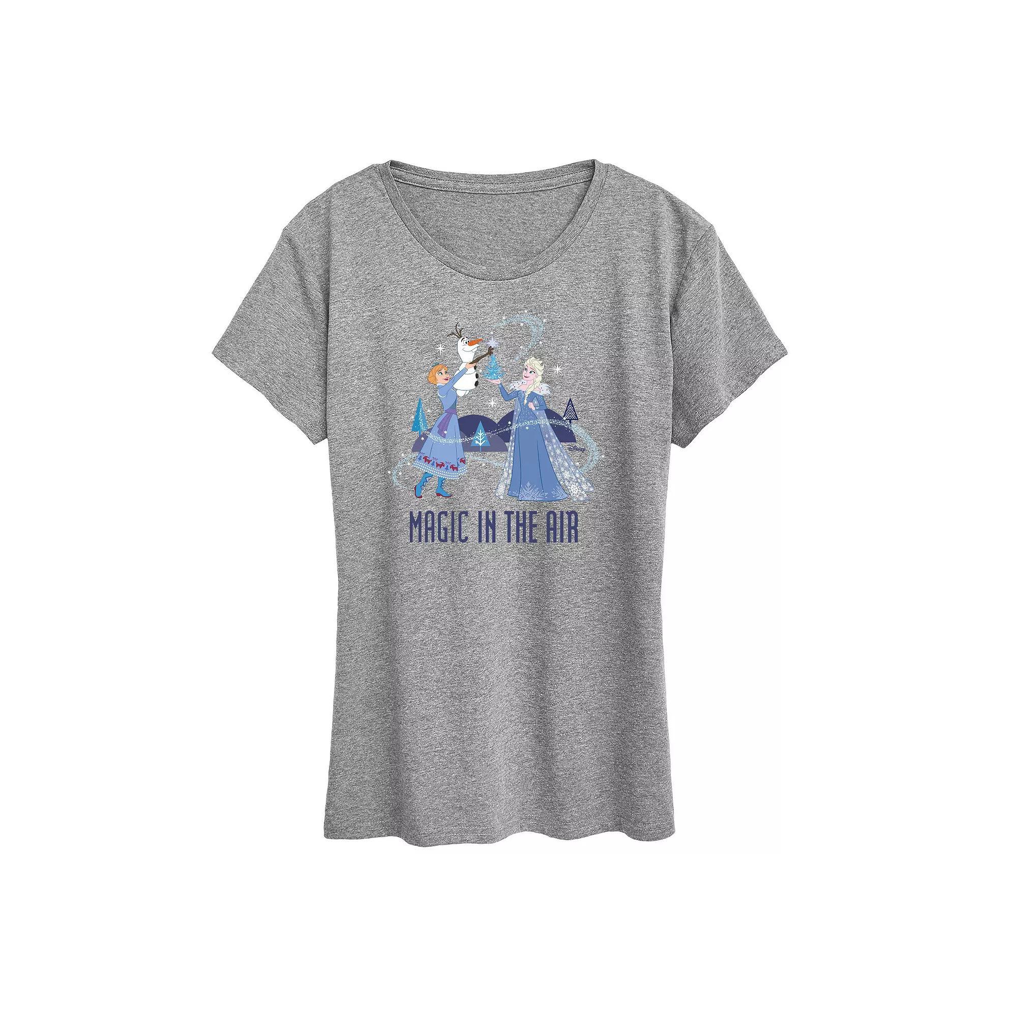 Disneys Frozen 2 Womens Magic In The Air Graphic Tee, Girls Grey Gray Product Image