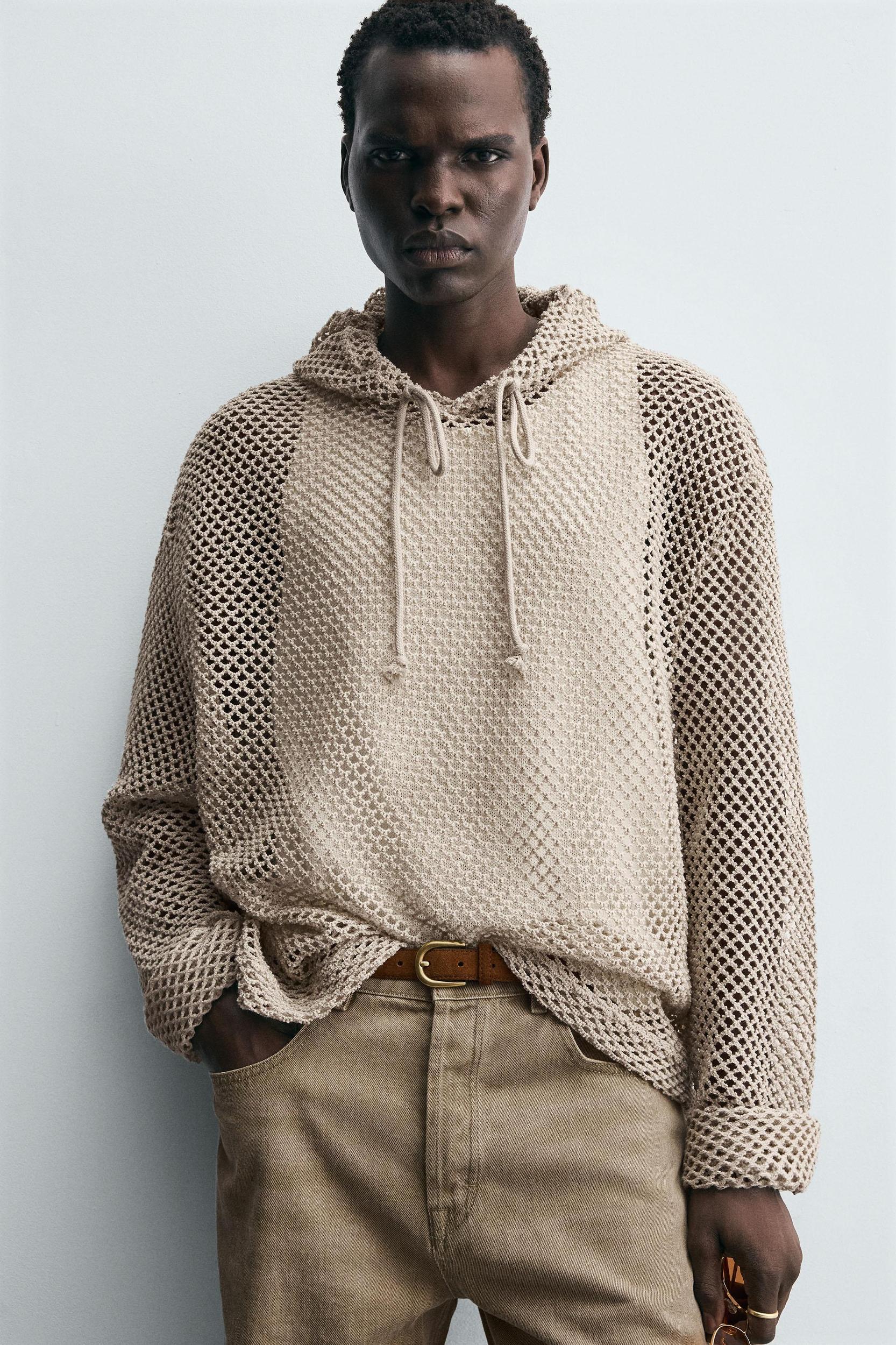 CROCHET TEXTURED SWEATSHIRT Product Image