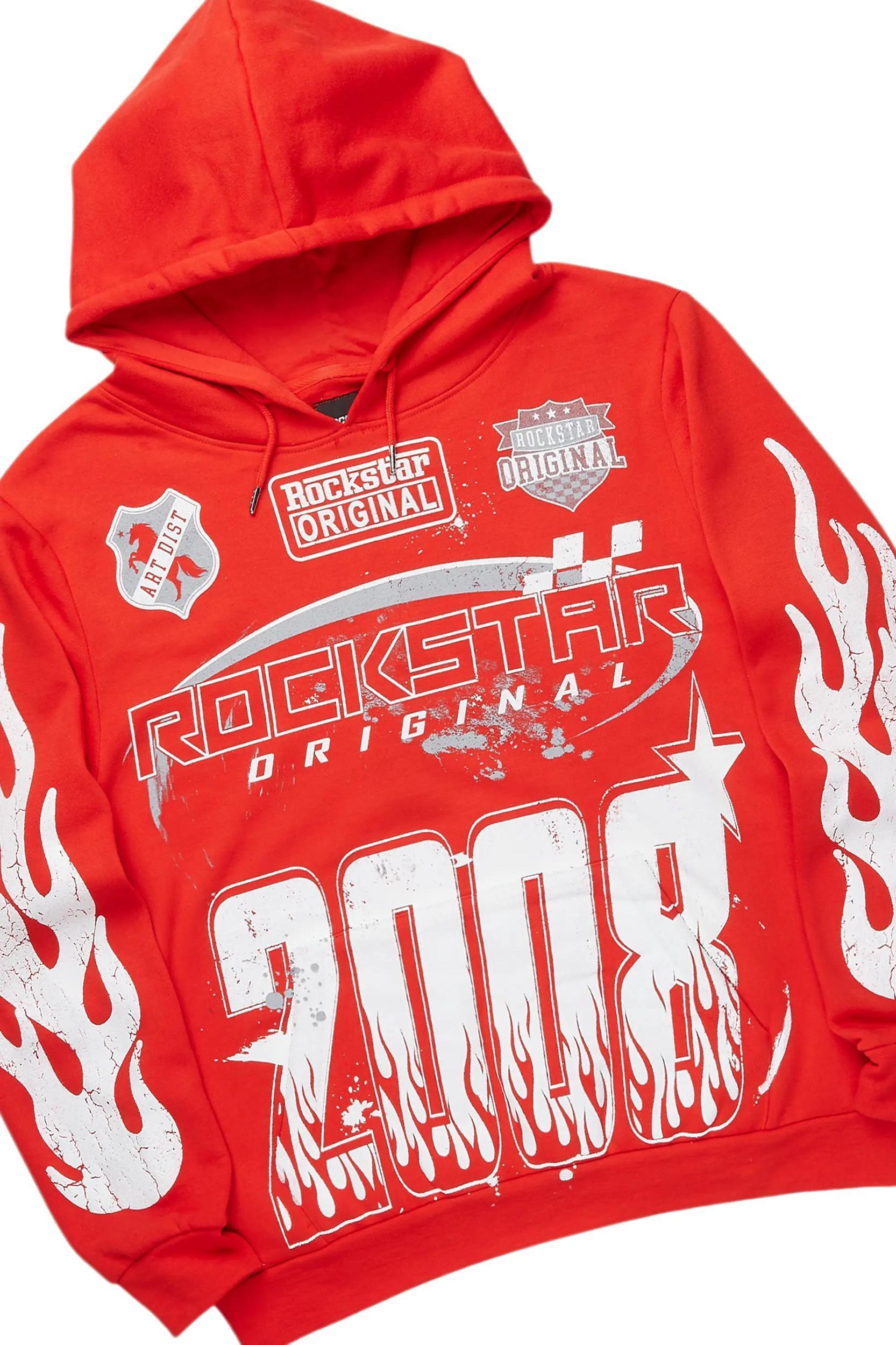 Amos Red/White Hoodie/Stacked Flare Track Set Male Product Image