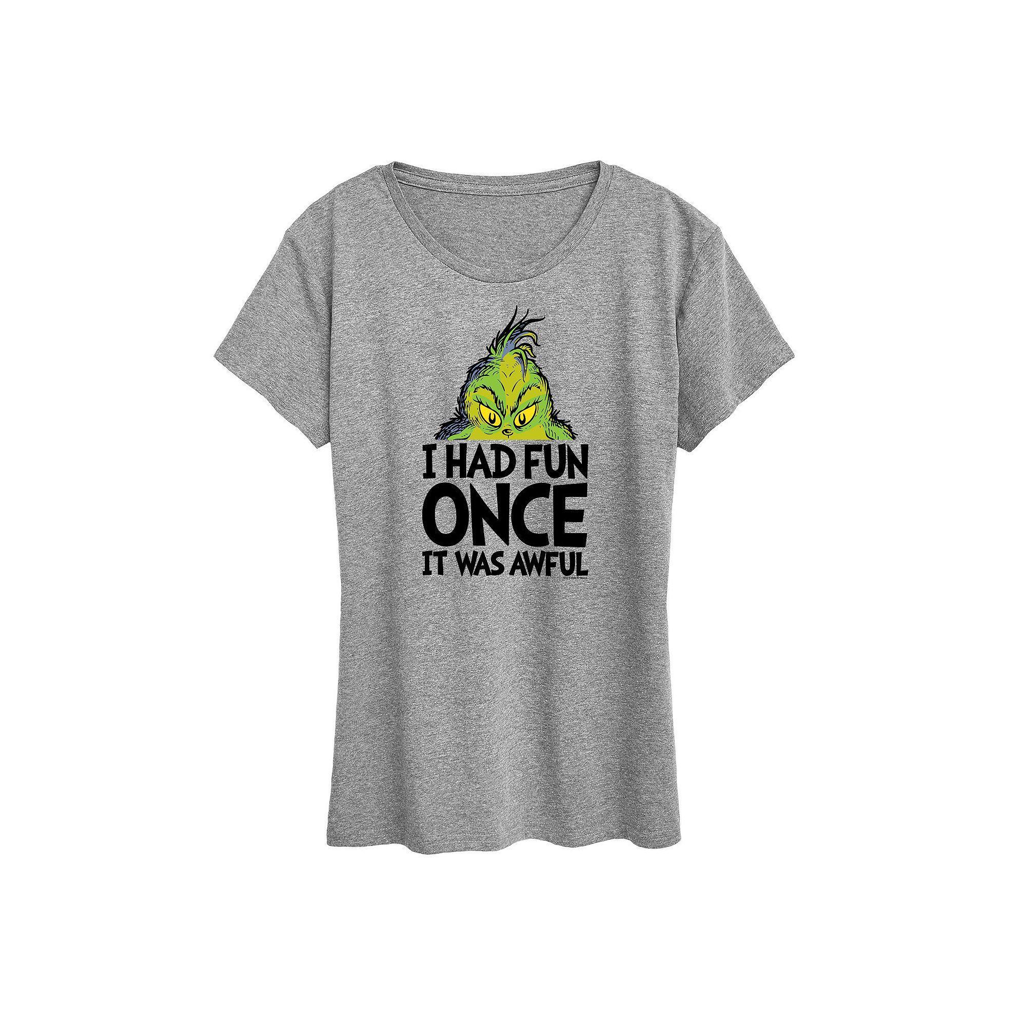 Women's Dr. Seuss The Grinch Had Fun Once Graphic Tee, Girl's, Size: XXL, Grey Gray Product Image