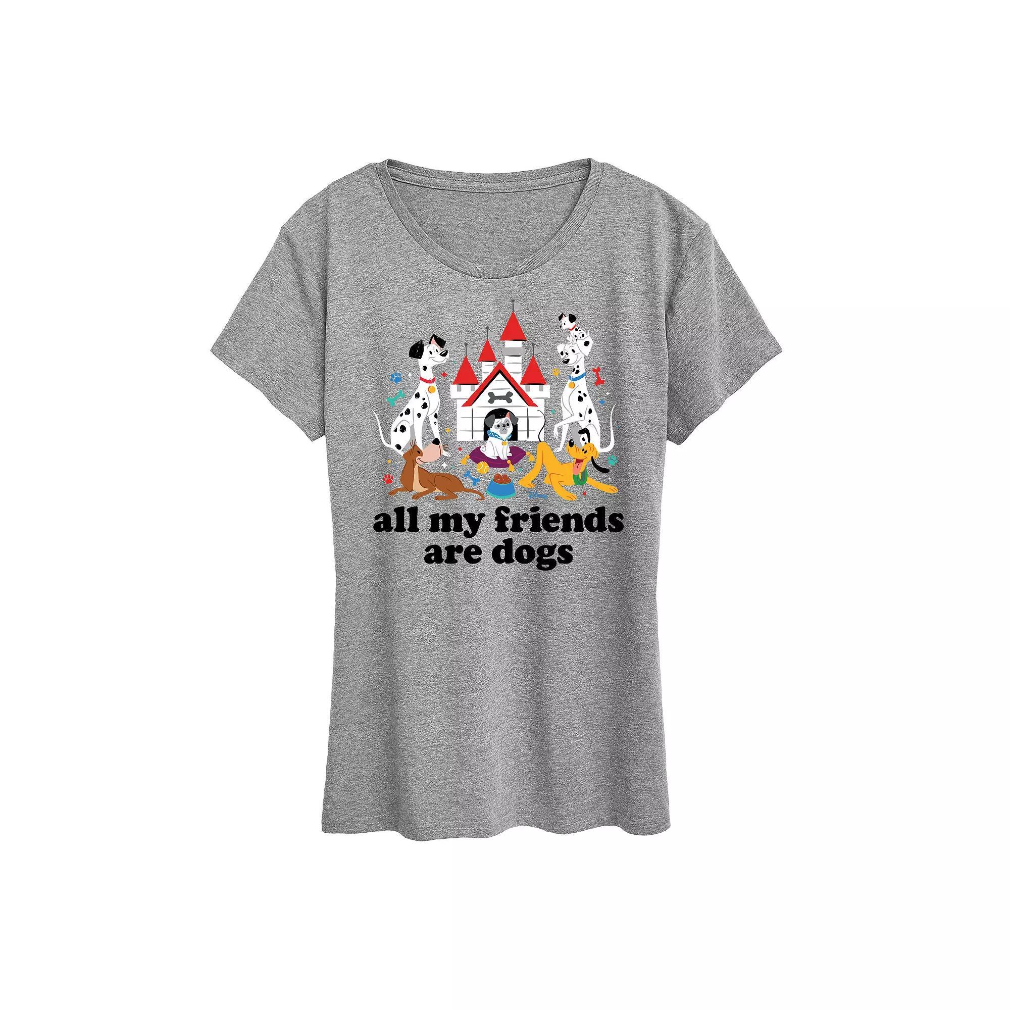 Disney Dogs Womens All My Friends Are Dogs Graphic Tee, Girls Grey Gray Product Image