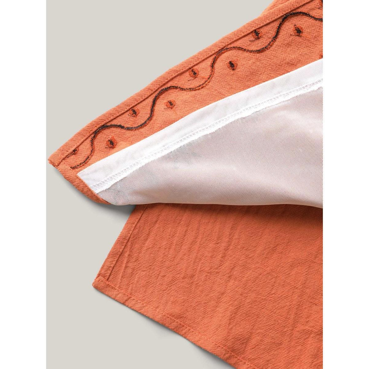 Plus Size Ribbon Tie Embroidered Cotton Tank Top Women Brightorange Tie knot V-neck Vacation Tank Tops Camis BloomChic 10/M Product Image