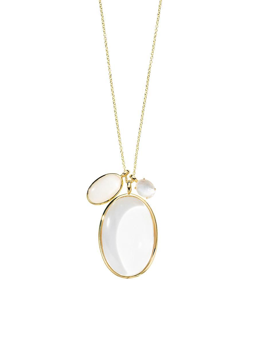 Womens Luce 18K Yellow Gold & 3-Stone Pendant Necklace Product Image
