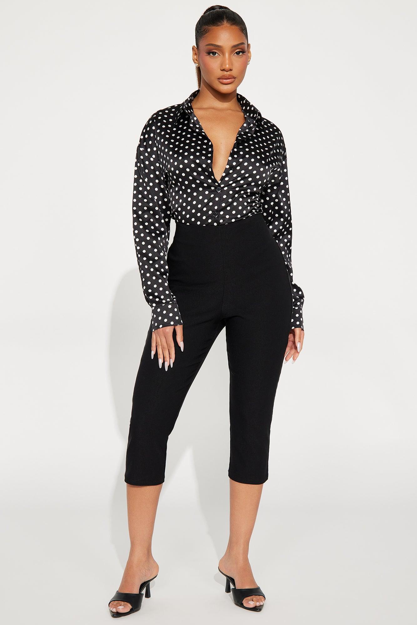 Polka Dot Babe Satin Shirt - Black/White Product Image