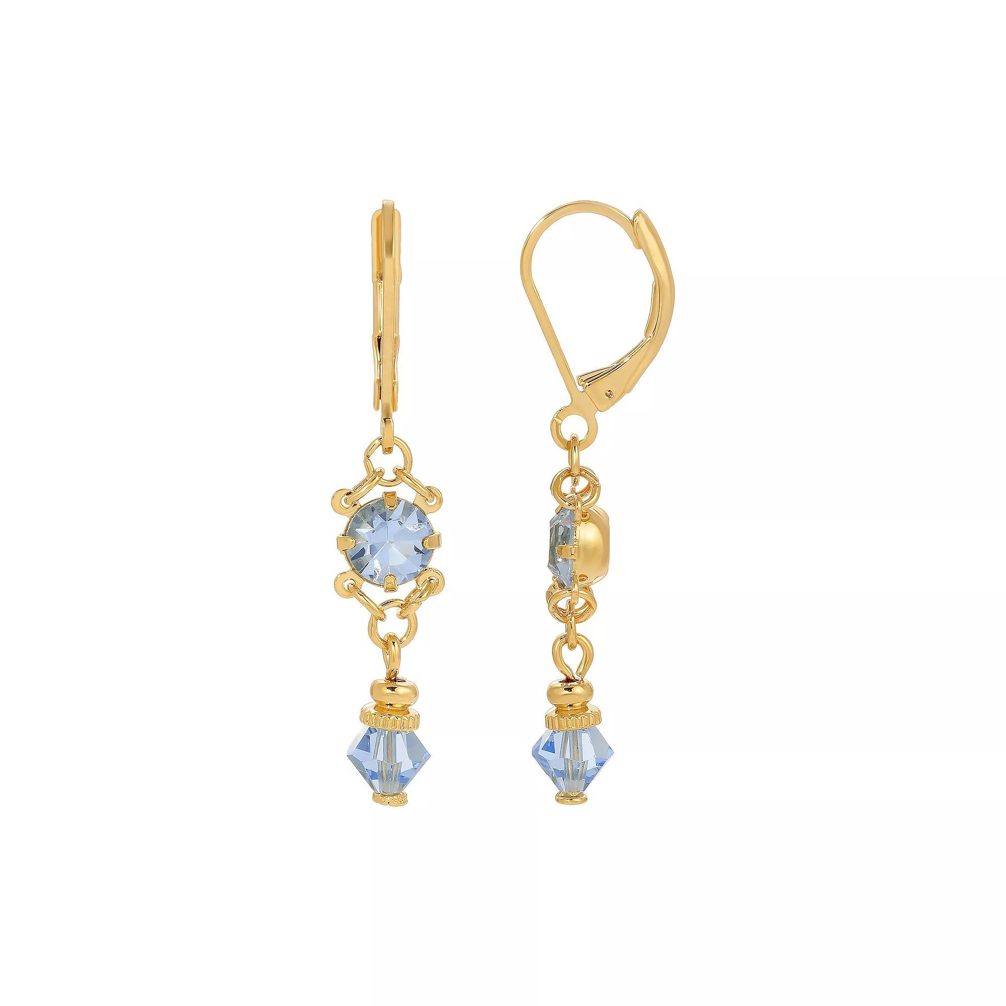 1928 Gold Tone Light Blue Drop Earrings, Womens Product Image