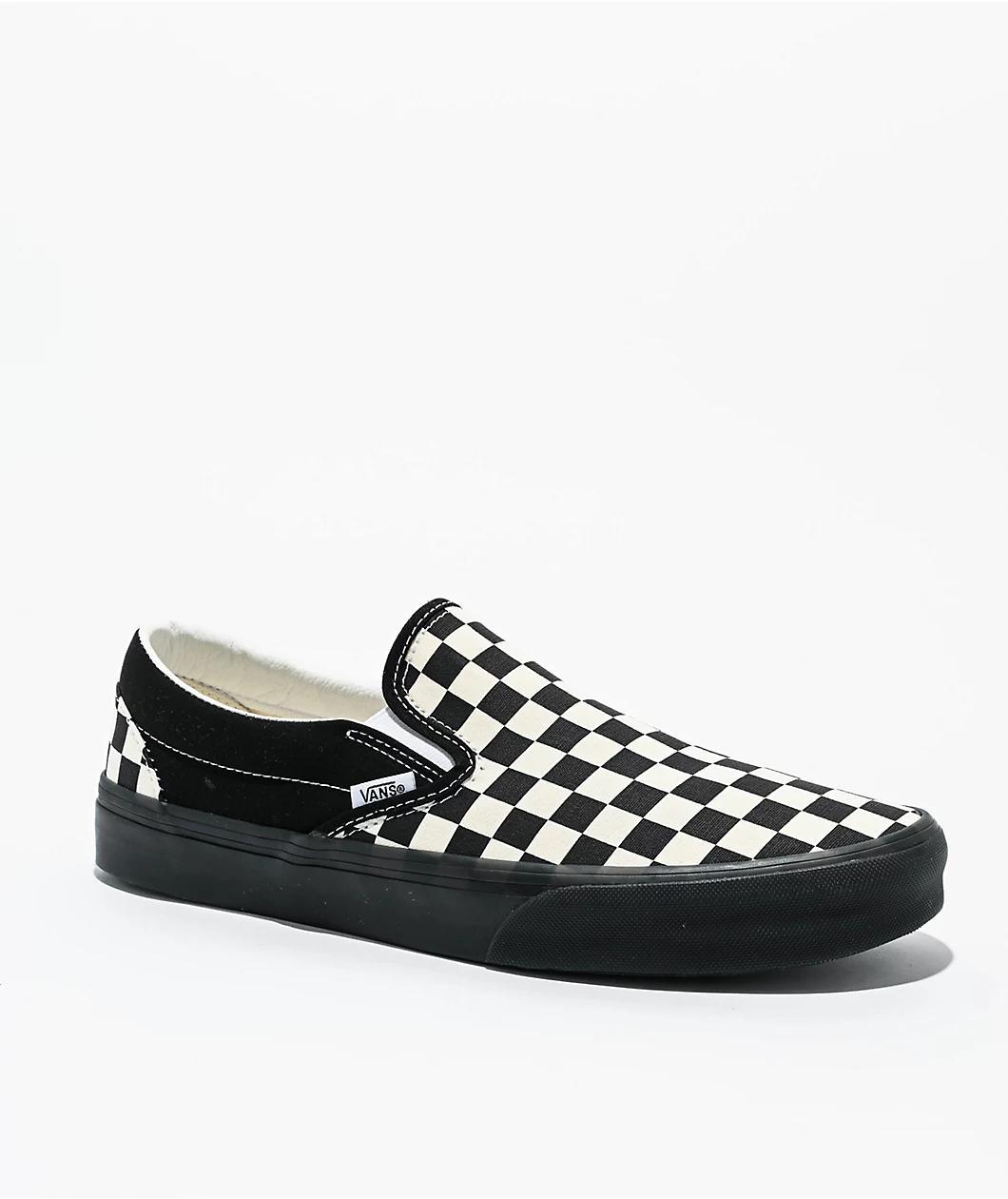 Vans Classic Slip-On Checkerboard White & Black Skate Shoes Product Image