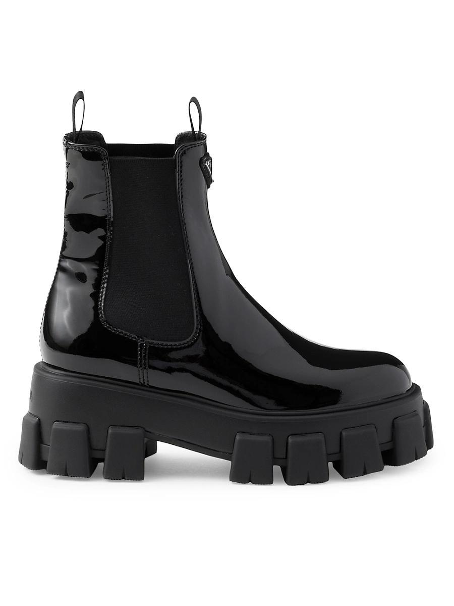 Womens Monolith Patent Leather Booties Product Image
