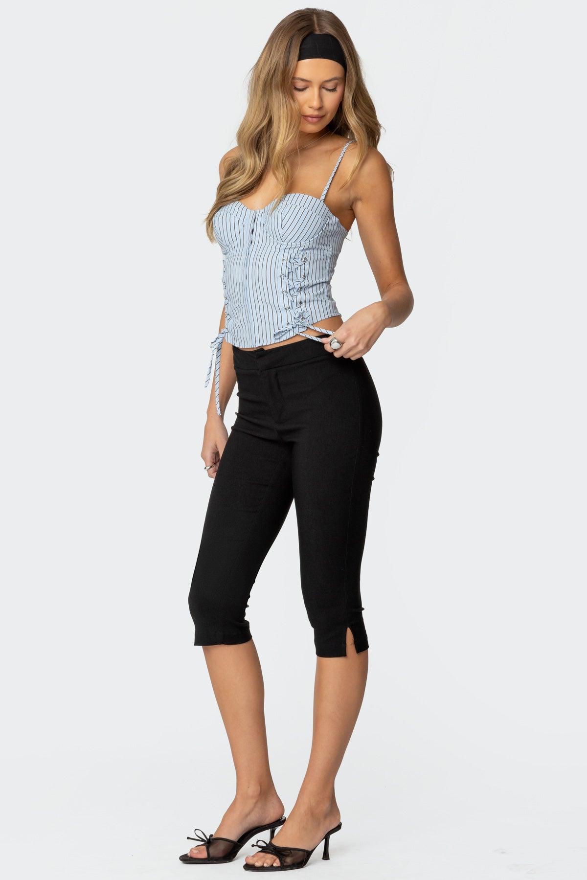 Lois Lace Up Pinstripe Corset Product Image