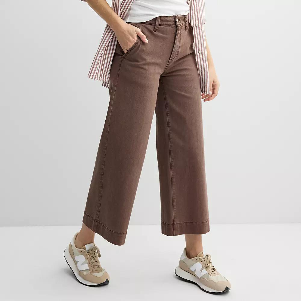Women's Sonoma Goods For Life® Cropped Wide Leg Pants, Size: 10, Brown Product Image
