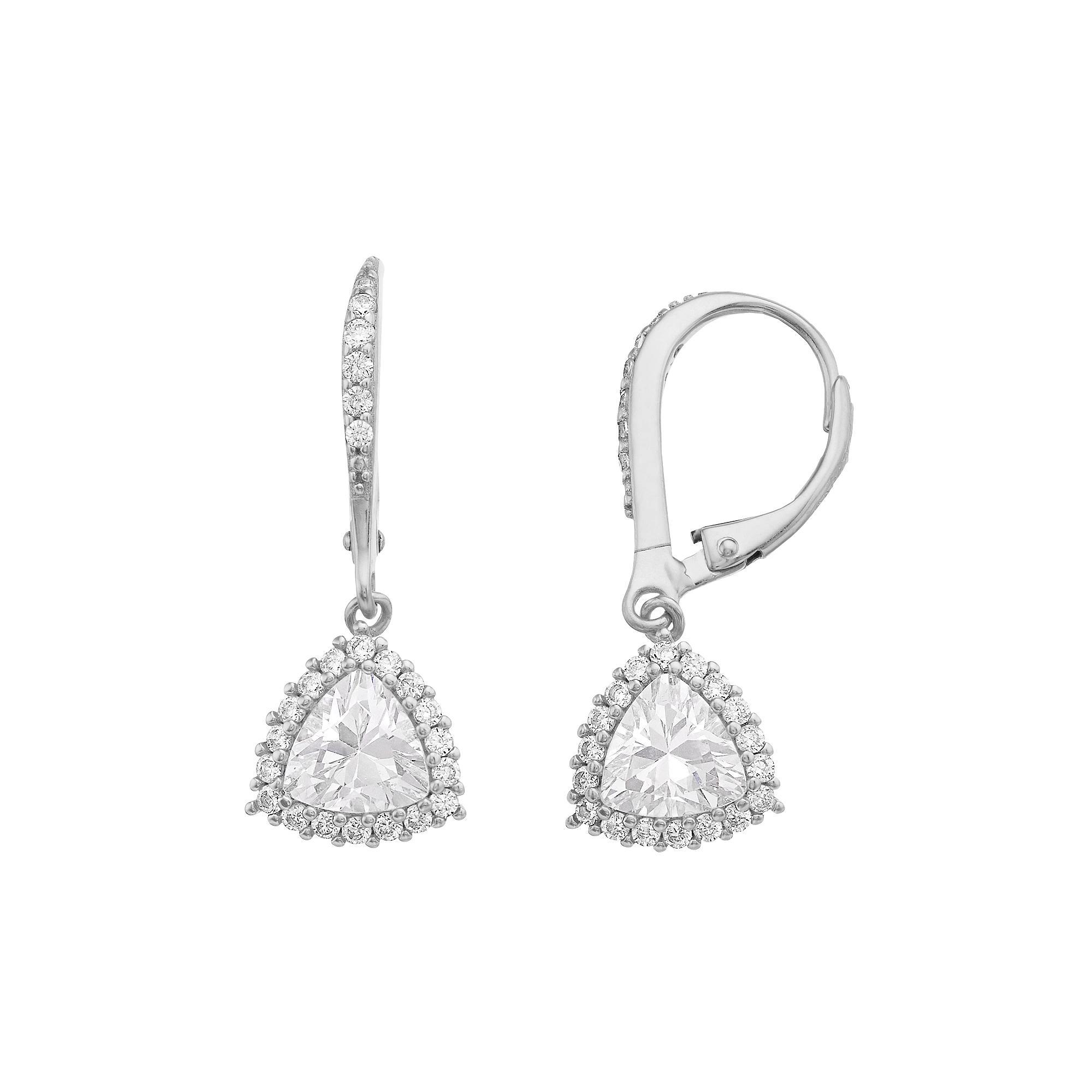 Sterling Silver Cubic Zirconia Drop Earrings, Womens Product Image