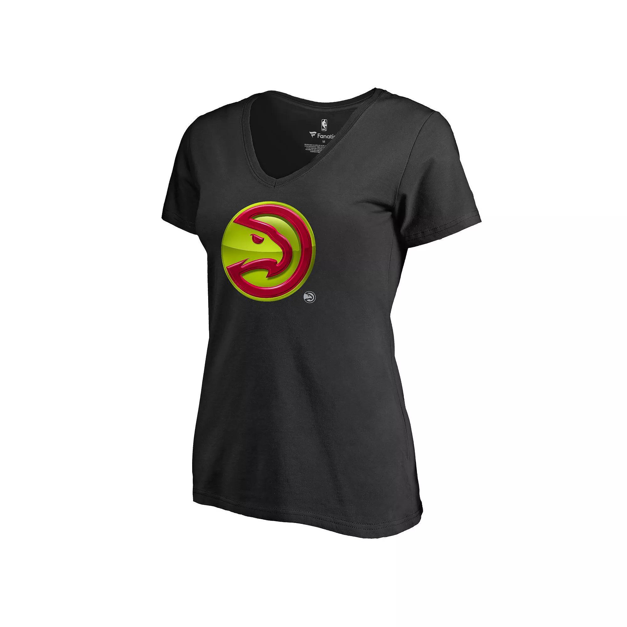 Women's Black Atlanta Hawks Midnight Mascot V-Neck T-Shirt, Size: Small Product Image