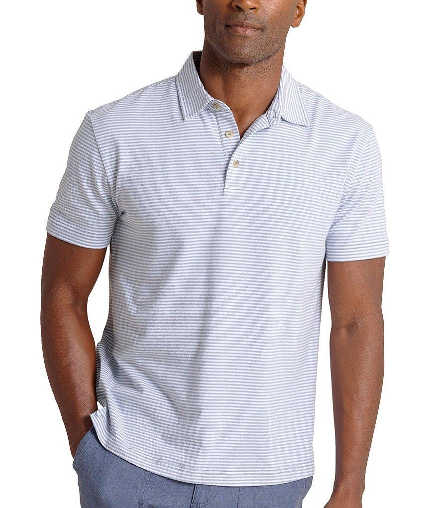 Southern Tide Stripe Linen Sandwave Short Sleeve Polo Shirt Product Image