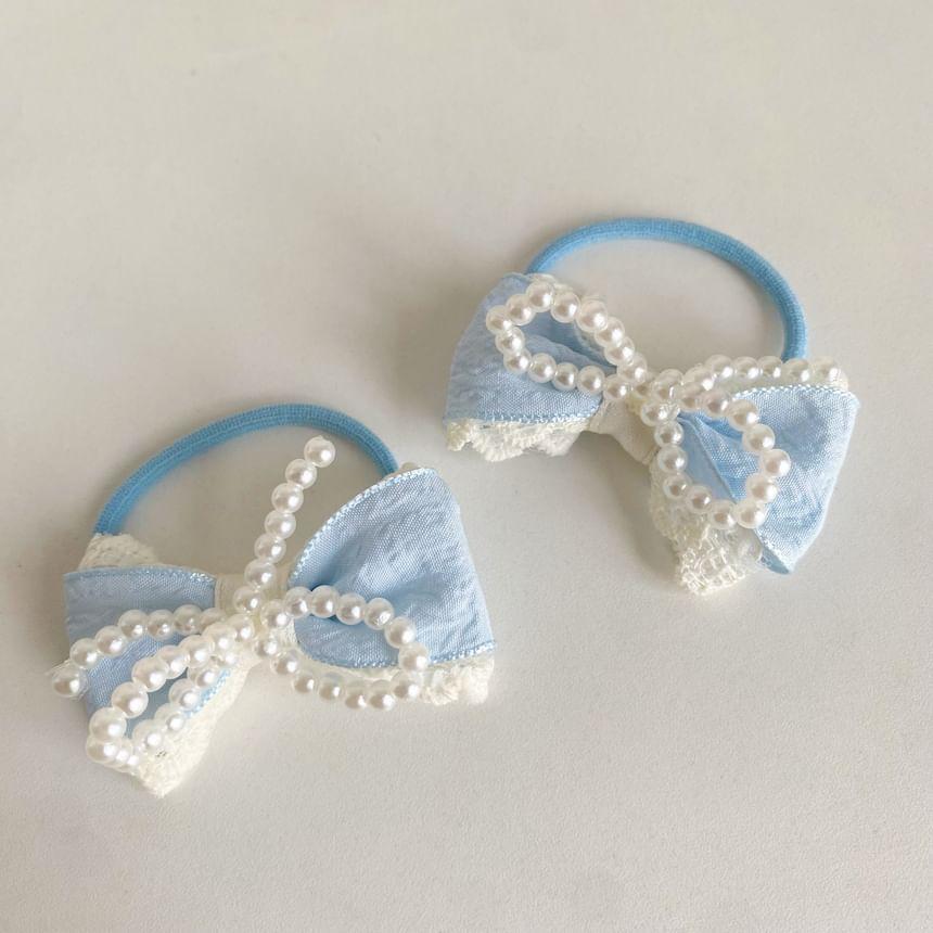 Bow Faux Pearl Hair Clip Set Product Image
