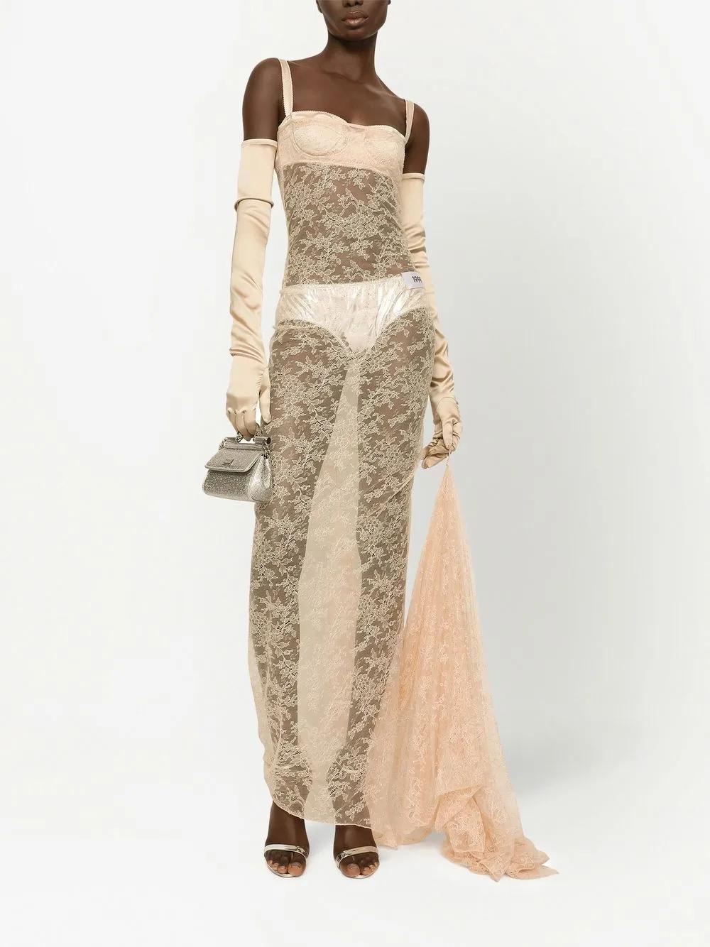 KIM DOLCE&GABBANA floral-lace maxi dress Product Image
