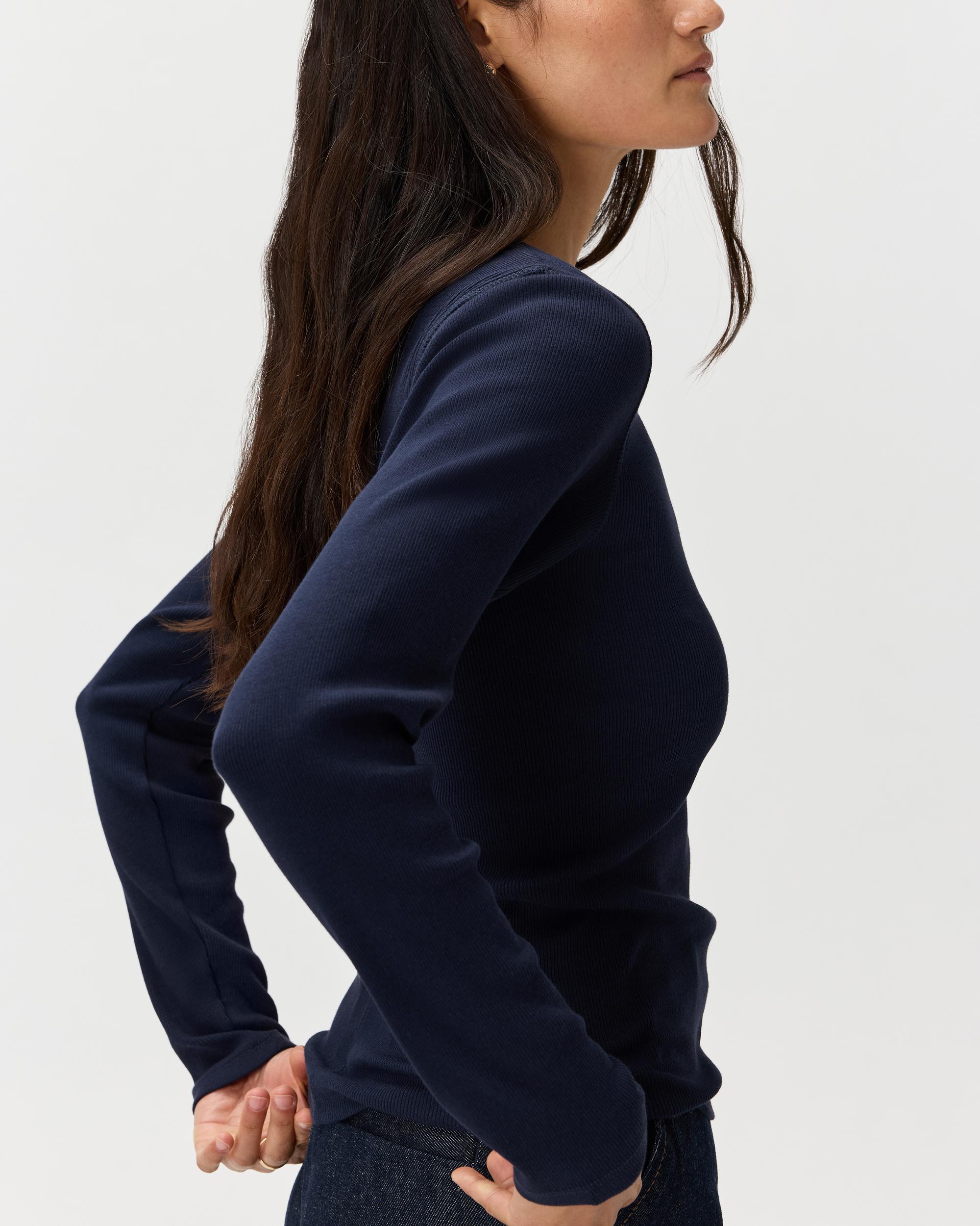 Quince | Women's Micro-Rib Long Sleeve T-Shirt Size XS, Organic Cotton Product Image