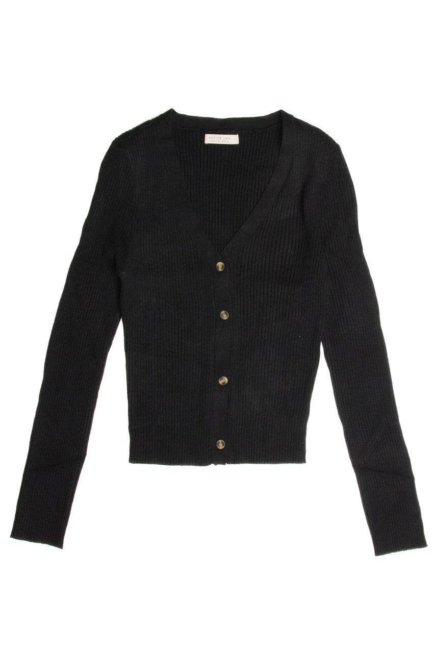 Basic Black Knit Cardigan Product Image