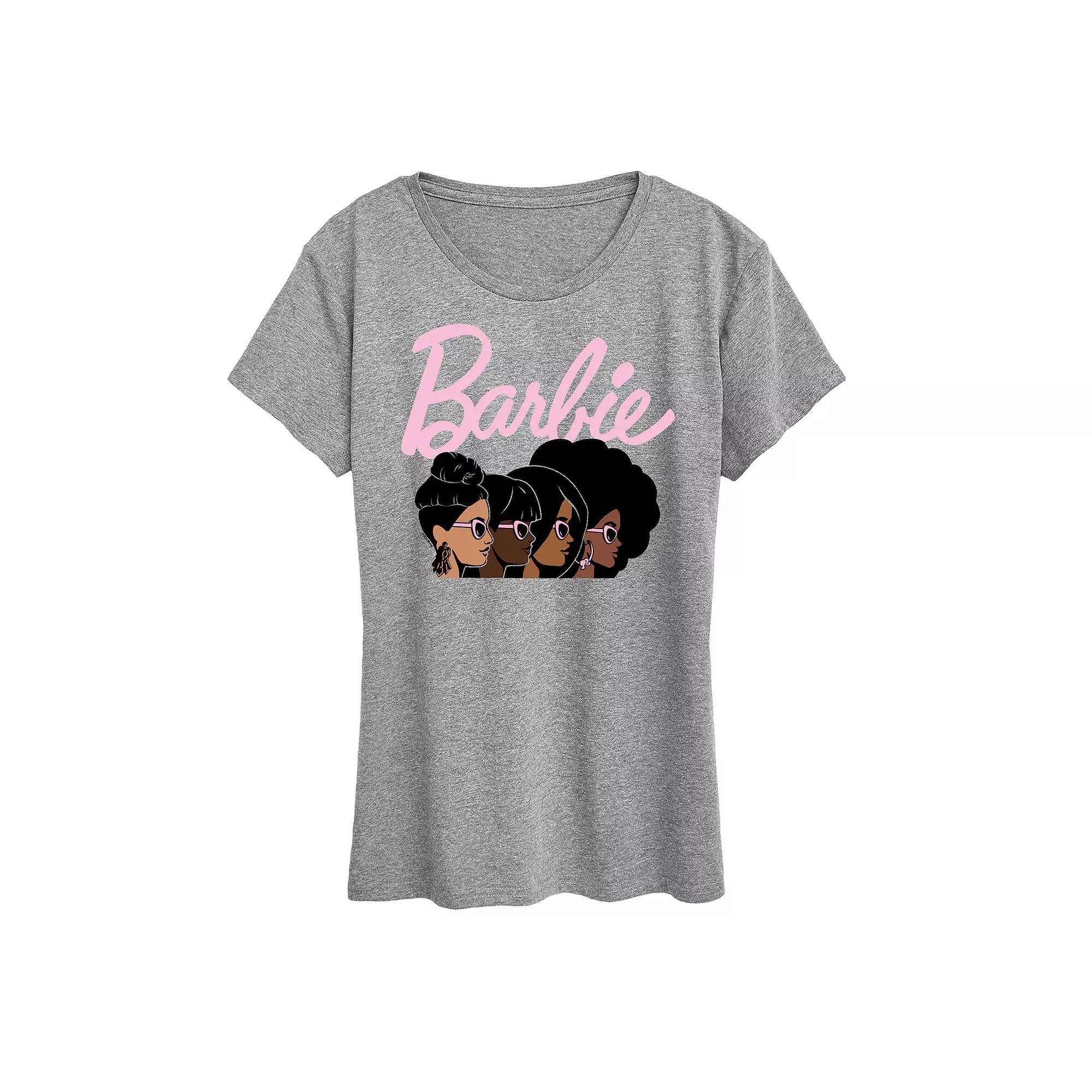 Womens Barbie Black History Month Logo Profiles Graphic Tee Grey Gray Product Image