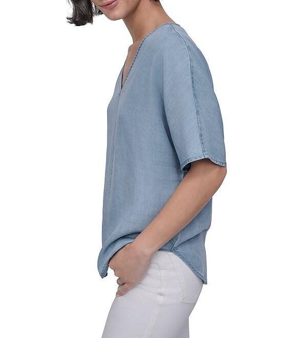 DKNY by Donna Karan Tencel V-Neck Short Sleeve Tunic Product Image