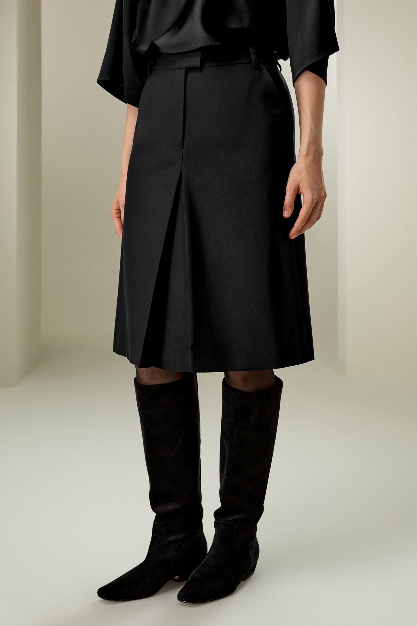 A-Line Wool Silk Blend Skirt Product Image
