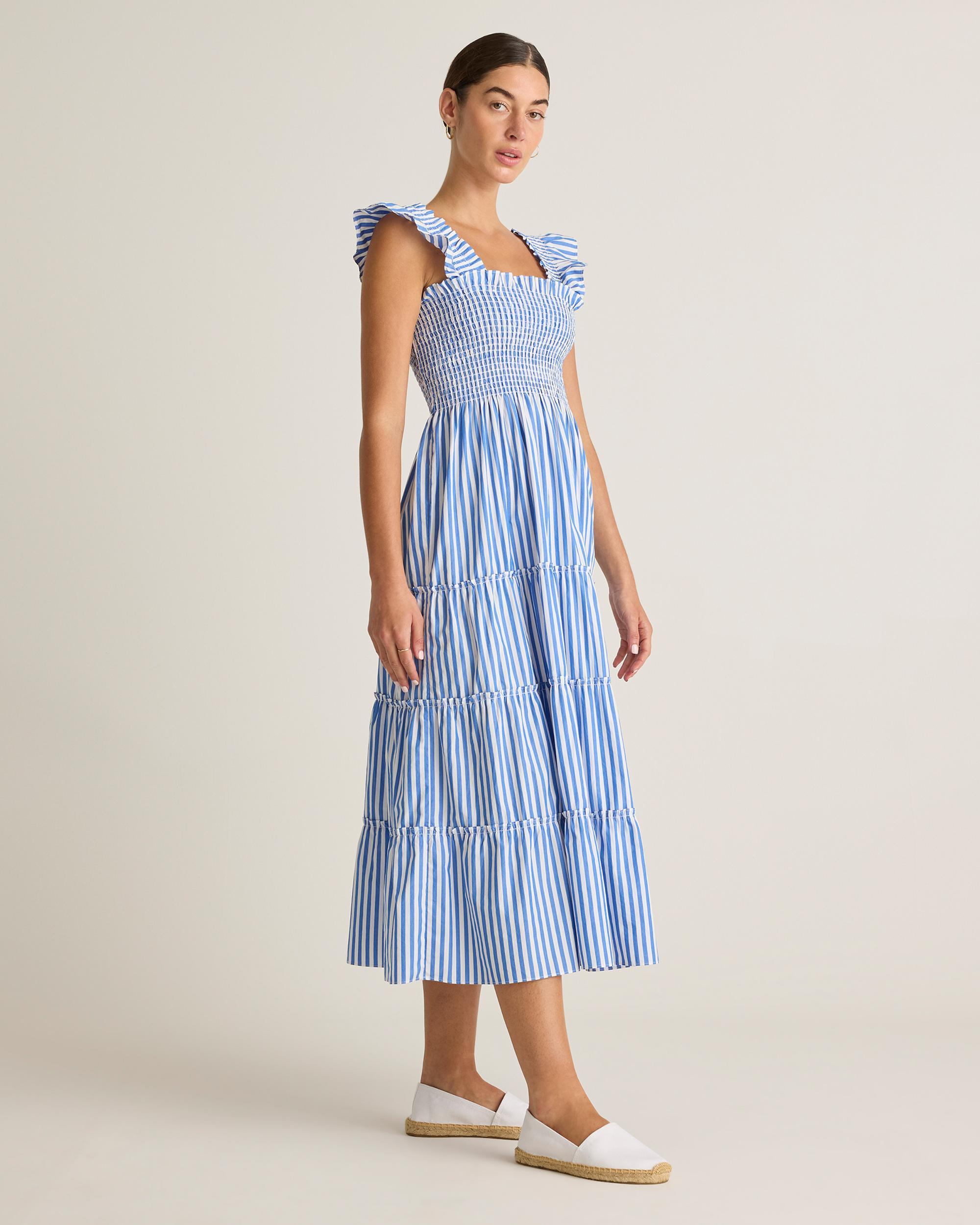 Quince | Women's Poplin Smocked Midi Dress Size XS, Organic Cotton Product Image