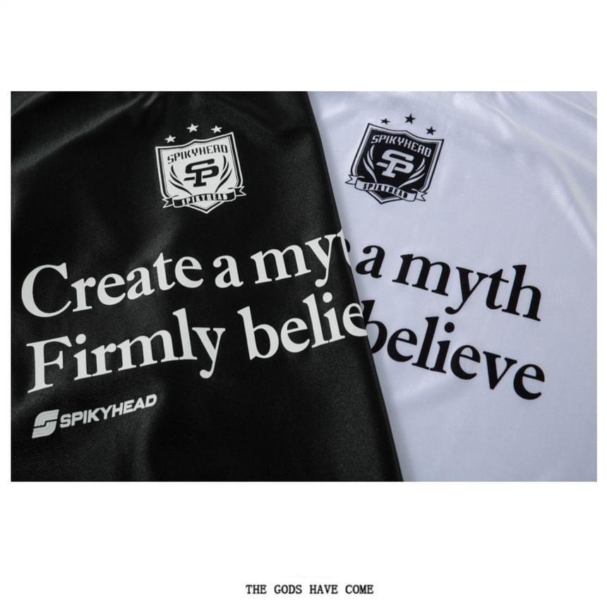 Short Sleeve Crew Neck Patterned Lettering Print T-Shirt Product Image
