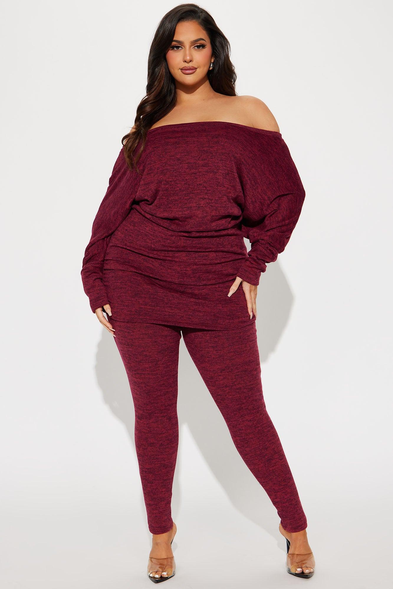 Cassandra Cozy Legging Set - Burgundy Female Product Image