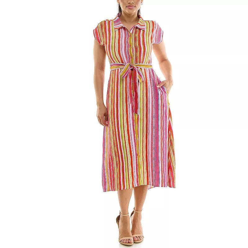 Womens Nina Leonard Collared Button Front Dress Blue Team Product Image