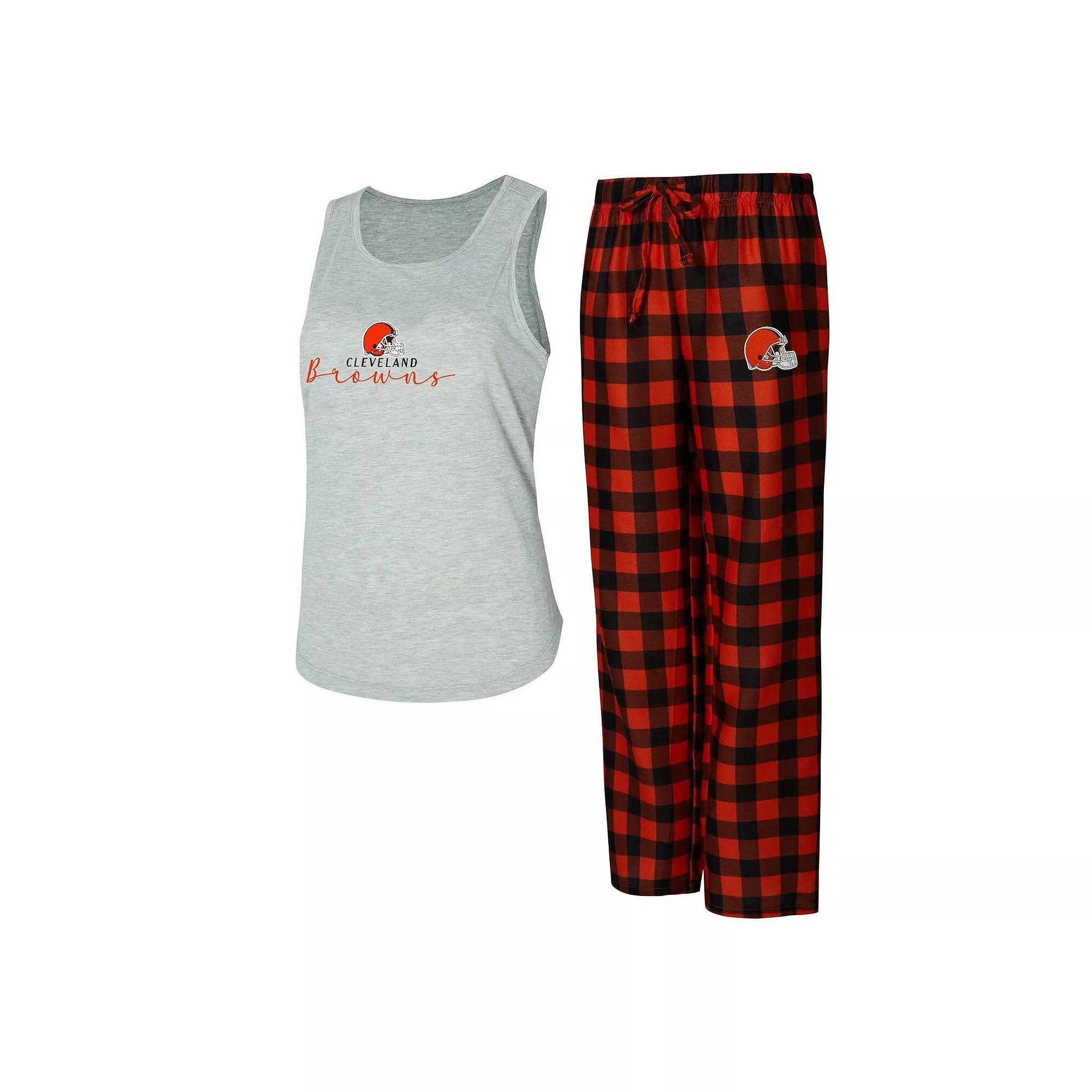 Women's Concepts Sport Gray/Brown Cleveland Browns Petition Tank Top and Pants Sleep Set, Size: Large, Grey Product Image