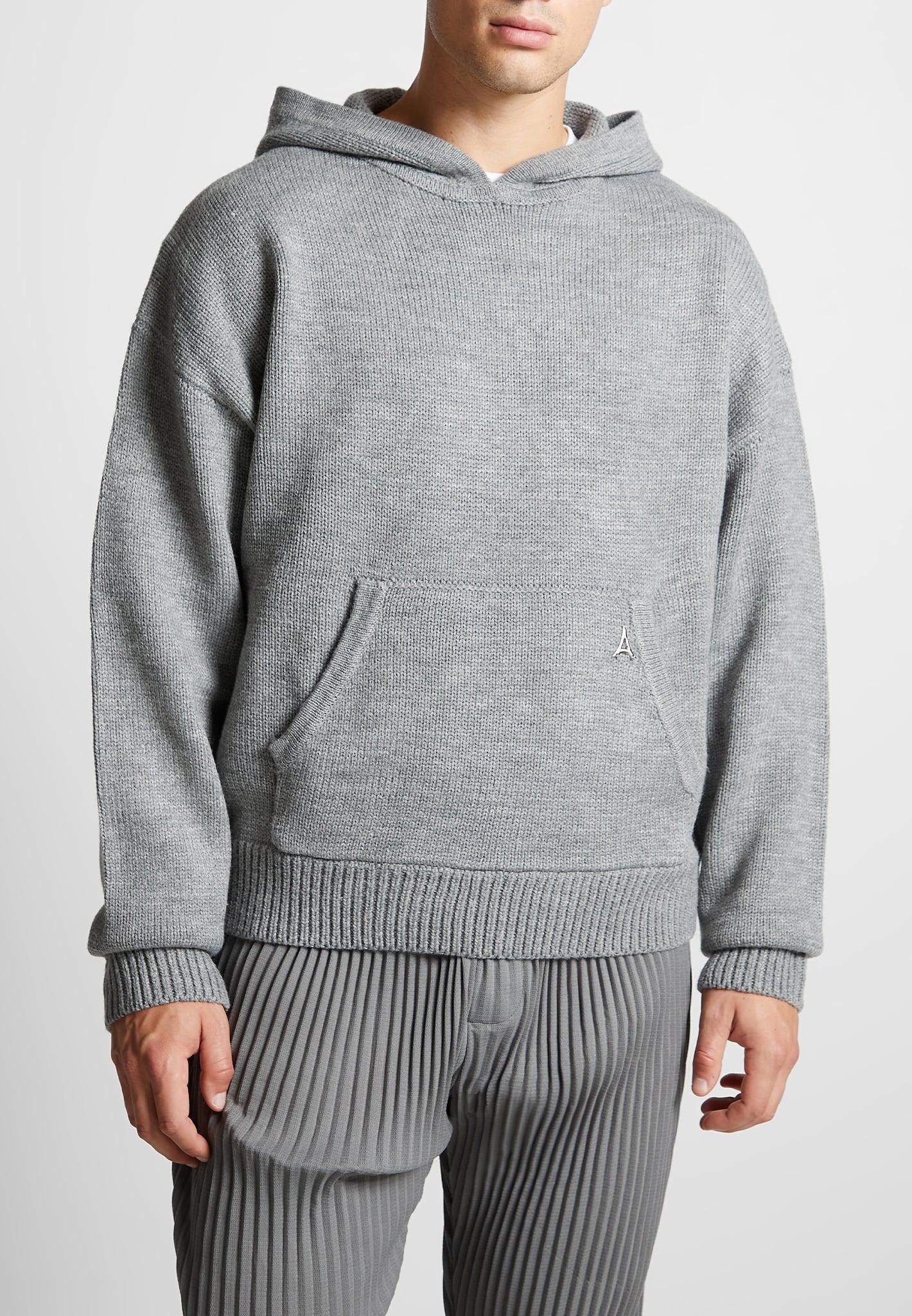 Knitted Hoodie - Light Grey Marl Male Product Image