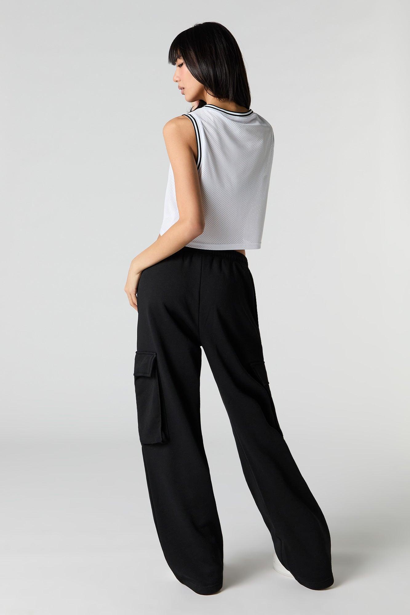 Fleece Wide Leg Cargo Sweatpant Female Product Image