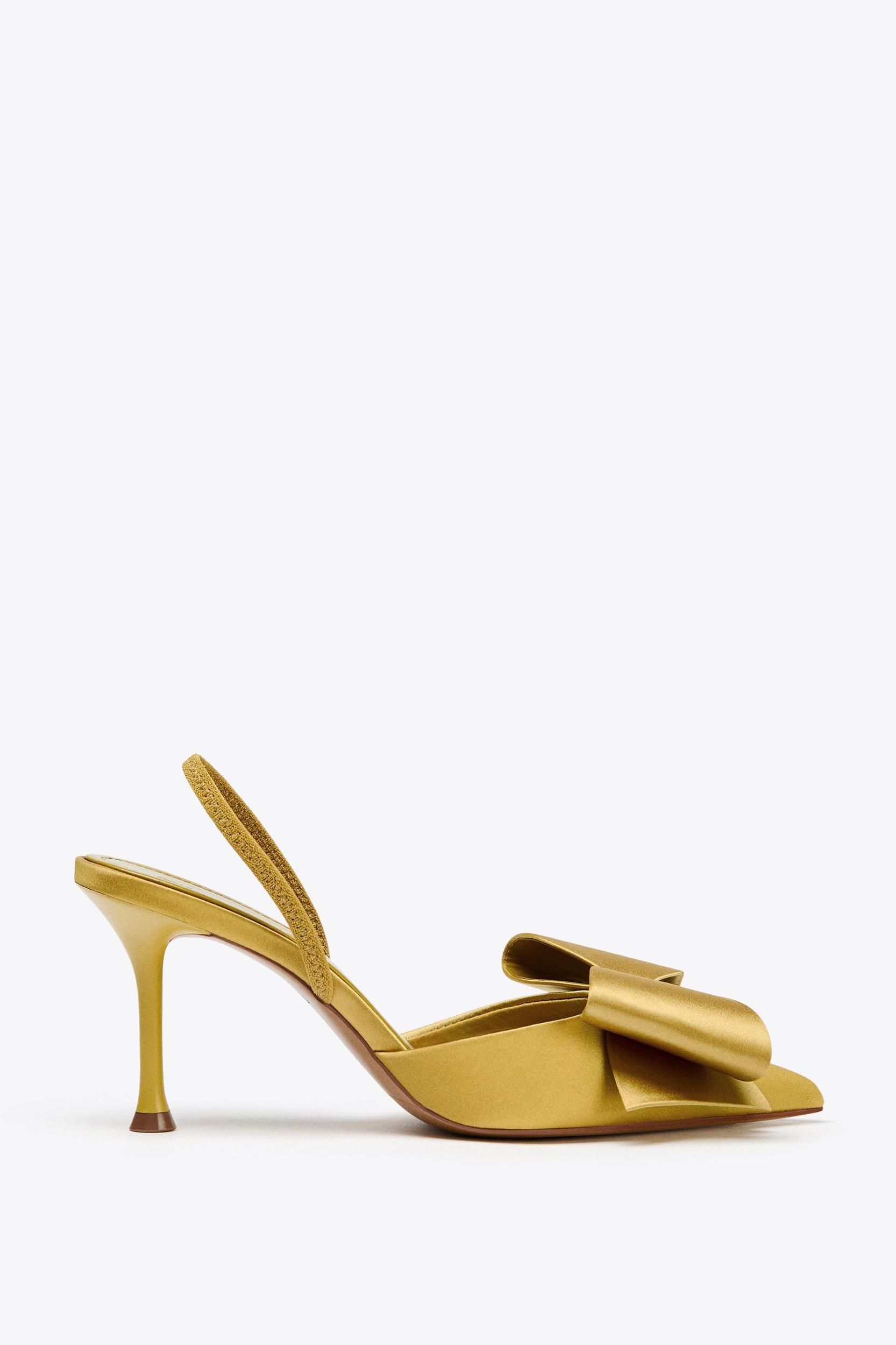 SATIN-EFFECT SLINGBACK HEELS Product Image