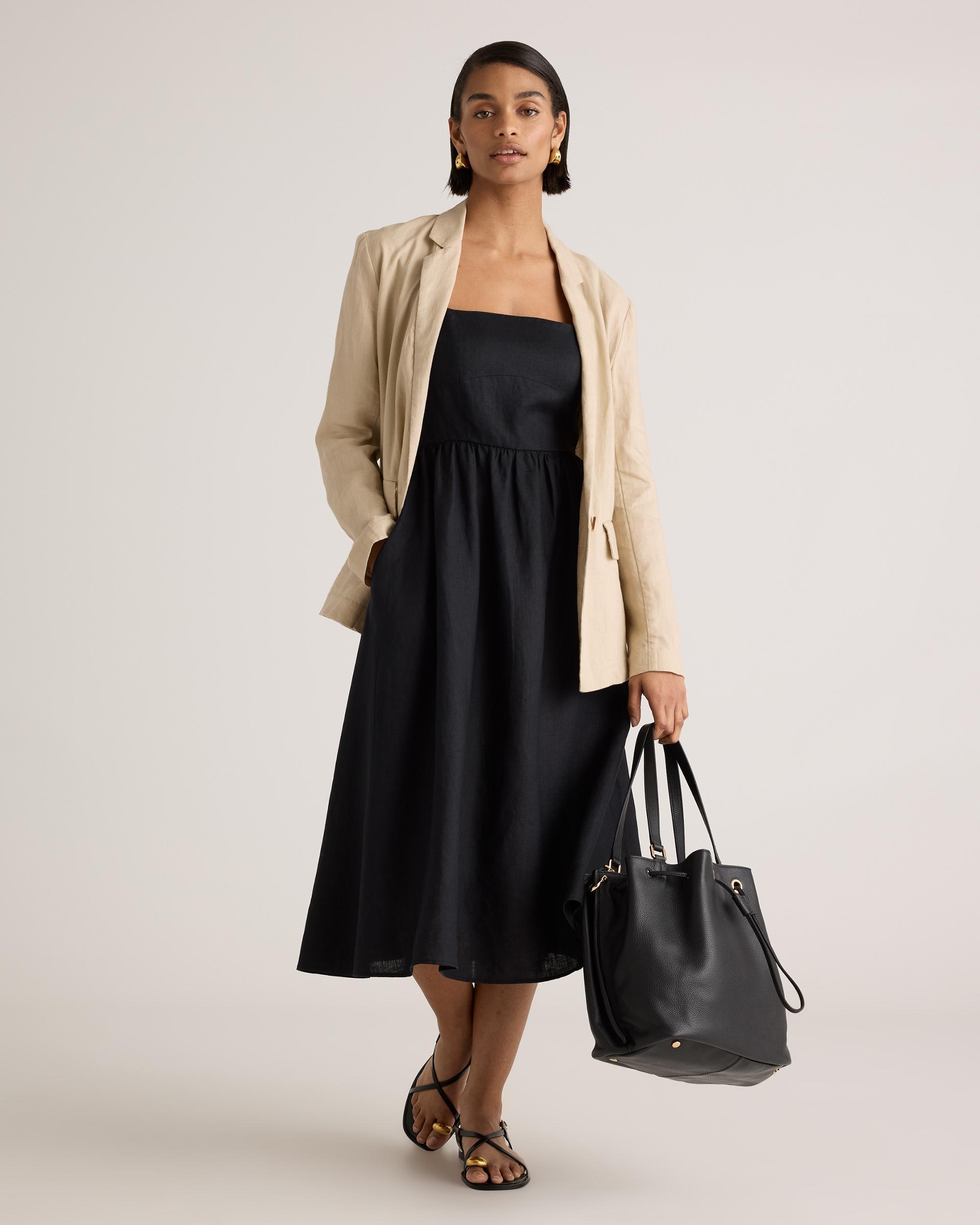 Quince | Women's 100% European Linen Fit & Flare Midi Dress Product Image