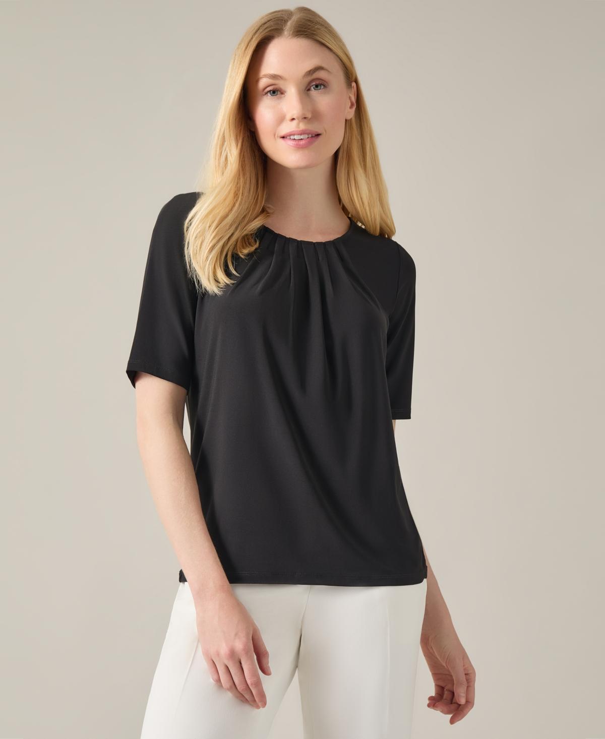 Kasper Womens Crewneck Elbow-Length-Sleeve Blouse Product Image