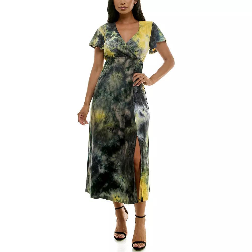Women's Nina Leonard Flutter Sleeve Maxi Dress, Size: Small, Grey Black Product Image