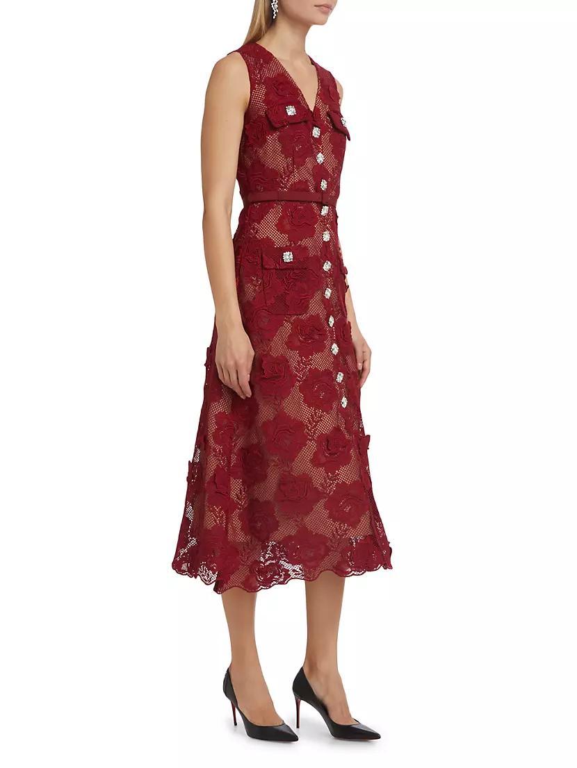 Lace Button-Front Midi-Dress Product Image