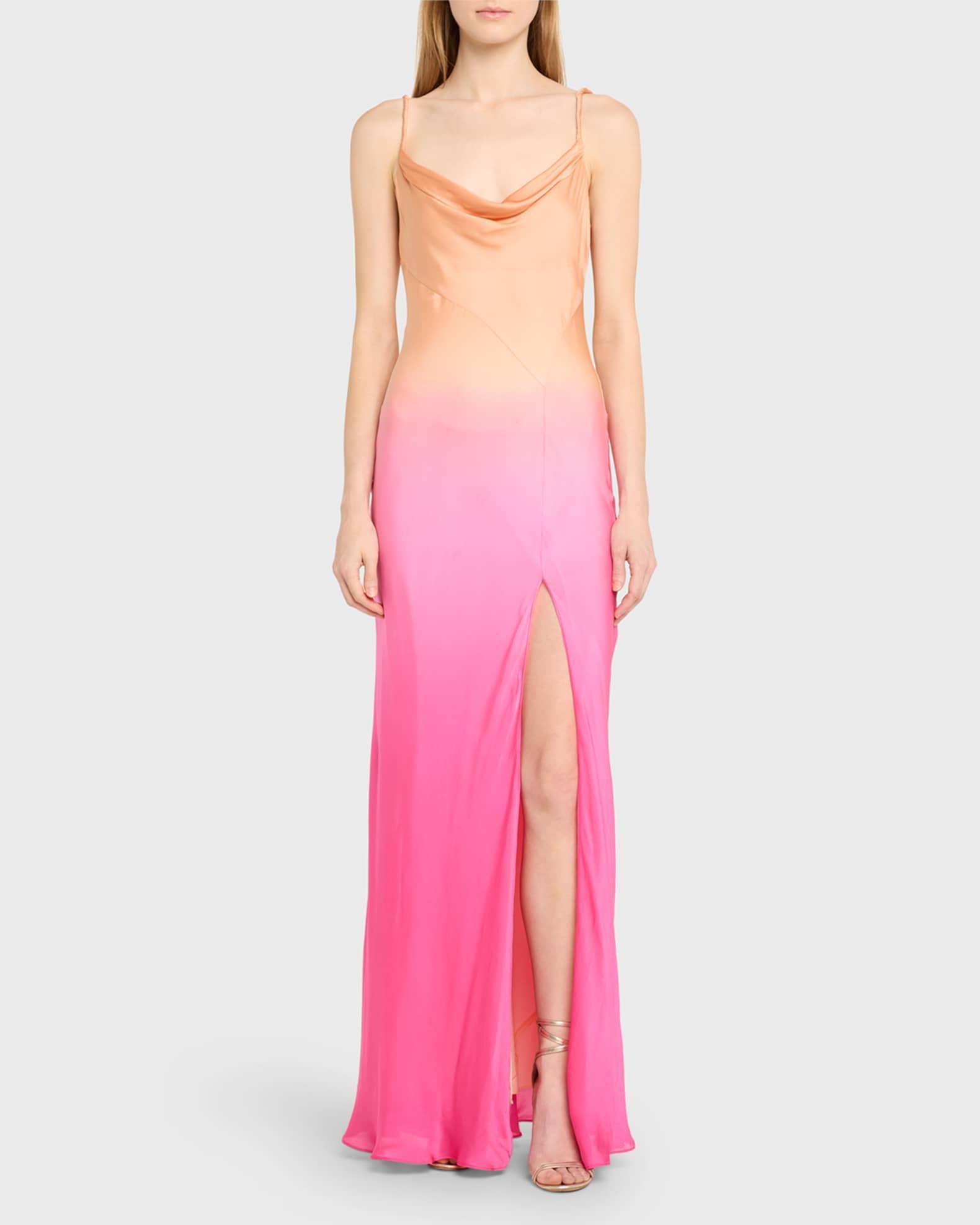 Nadine Ombre Silk Cowl-Neck Maxi Slip Dress Product Image