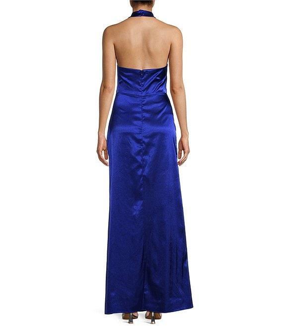 Blondie Nites Halter Drape Neck Sleeveless Dress Product Image