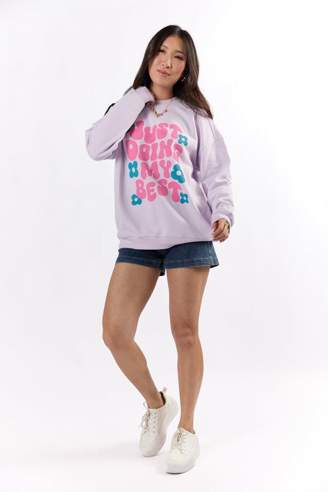 Just Doing My Best Light Lilac Graphic Sweatshirt Product Image