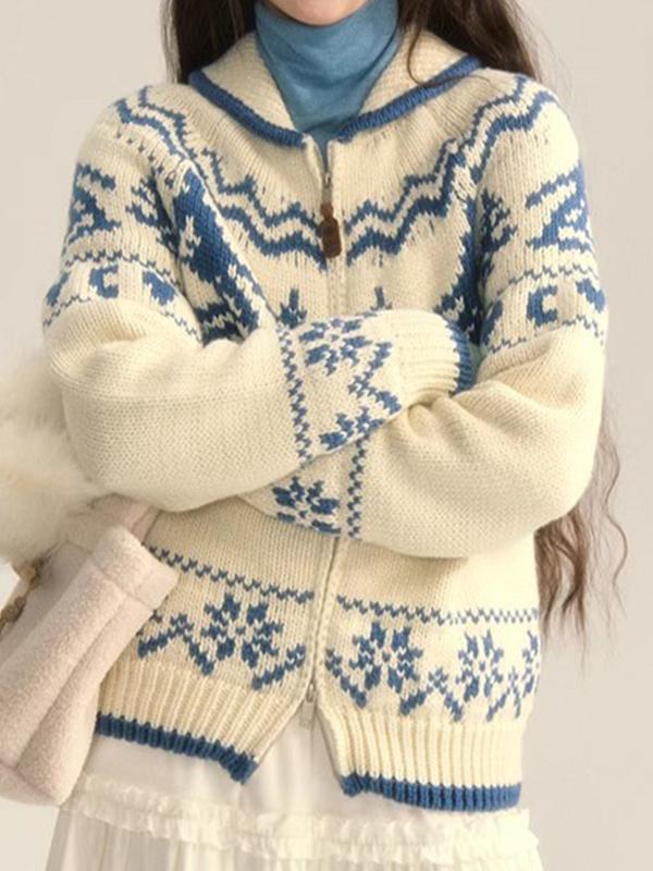 Fair Isle Christmas Tree Flower Cardigan Cardigan Product Image