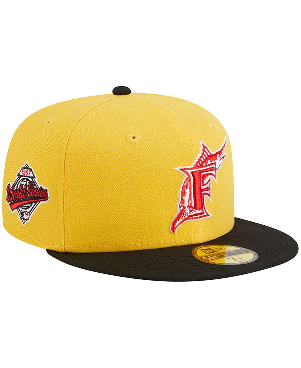 Men's New Era Yellow/Black Florida Marlins Grilled 59FIFTY Fitted Hat, Size: 7 1/4, Mlb Yellow Product Image