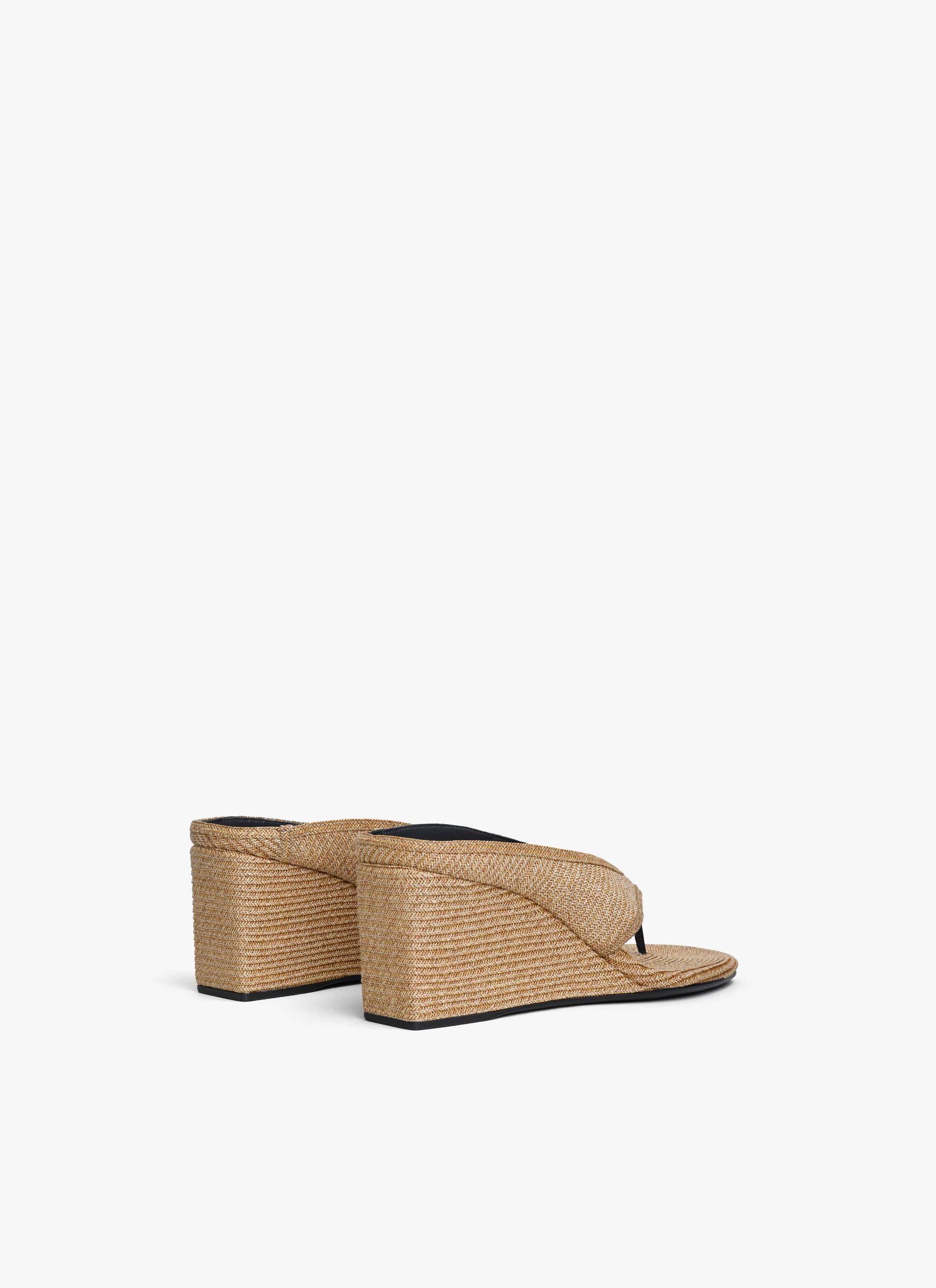 NATURAL CUBE THONG MULES IN PAPER STRAW Product Image
