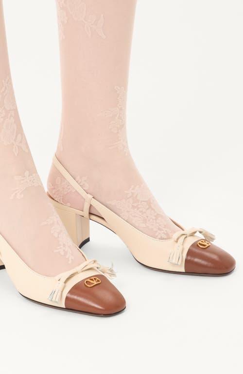 VALENTINO GARAVANI Leather Vlogo Signature Pumps With Slingback Strap In Neutral Product Image
