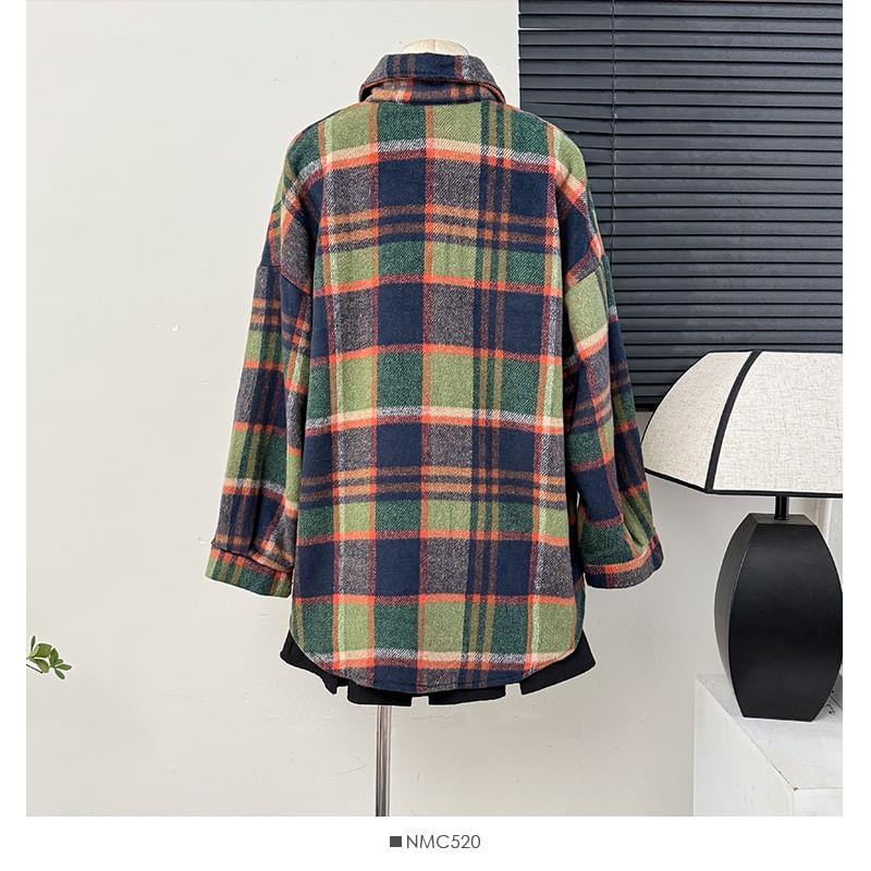 Oversized Plaid Wool Shirt Product Image
