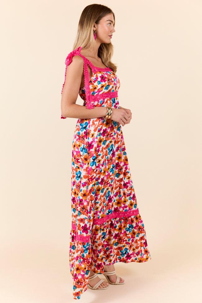 Come Along With Me Pink Trim Floral Maxi Dress FINAL SALE Product Image